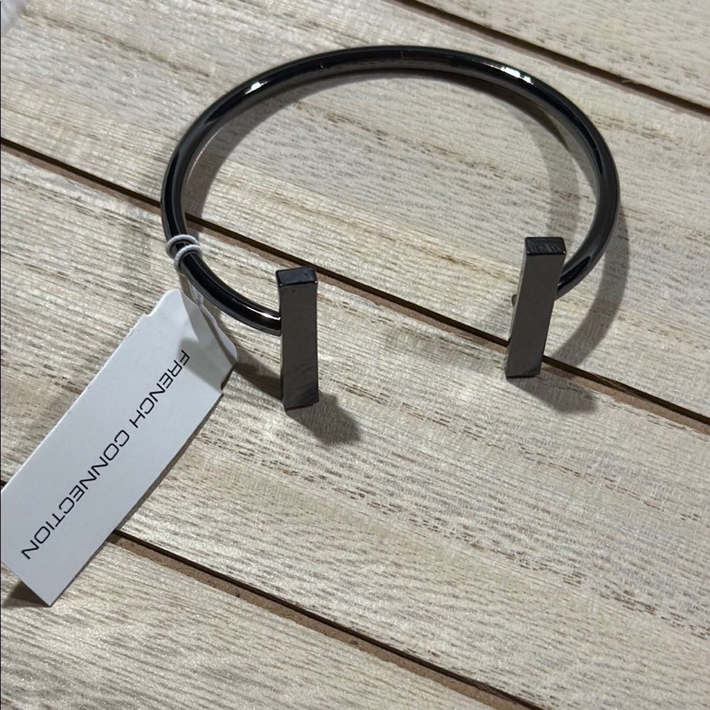 French Connection Black Open Cuff Bracelet